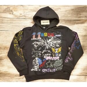 Opulent Apparel Hoodie Men's Size Small Black Graphic Print Logo Heavyweight NWT